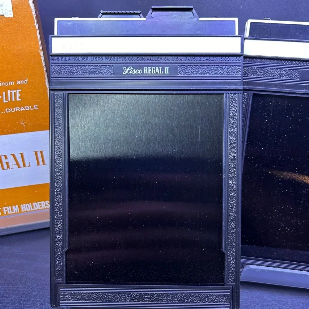 Vintage‎ Lisco Regal II 4x5 Cut Sheet Film Holders 2-Pack Aluminum Rhino-Lite